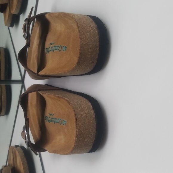 COMFORTFUSSE ADAL BROWN LEATHER ONE-STRAP SANDALS SIZE 10-10.5 - Picture 5 of 7